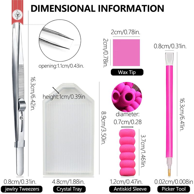 JFIYUOMCI Rhinestone Picker Tool, 4Pcs Dual-head Dotting Tools with 20pcs Clay, Precision Jewelry Tweezers and Diamond Tray, Nail Art Pen for Pick Up Stone, Crystals, Gems, Charms, Diamond Painting