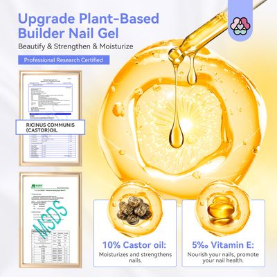 SAVILAND 5 in 1 Clear Builder Nail Gel - 15ml Quick Building Nail Strengthener Gel Castor Oil Vitamin E Builder Nail Gel in a Bottle for Damage Nail Repair Nail Extension Nail Decoration Professionals