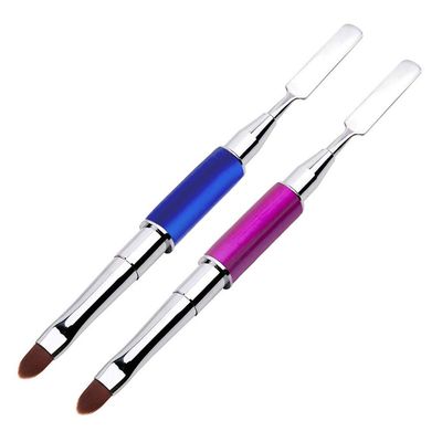 Kalolary 2Pcs Dual-Ended Poly Gel Nail Brush &amp; Picker, 2 in 1 Designs Stainless Steel Brush &amp; Slice Tool for UV Gel Acrylic Nails Extension