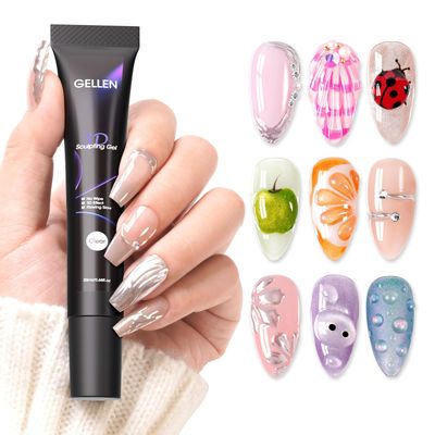GELLEN Clear 3D Sculpting Gel for Nail Art, Solid 3D Nail Gel for Carving, Molding 3D Gel Nail Art - Easy for 3d Flower Swirl Line