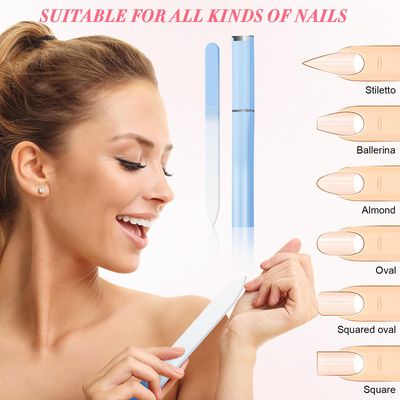 NICEMOVIC 6 Pack Glass Nail File with Case, Stocking Stuffers for Women Adults Unique Christmas Gifts White Elephant Gift, Crystal Nail Files Set, Double Sided Fingernail Buffer, 6 Color Gradient