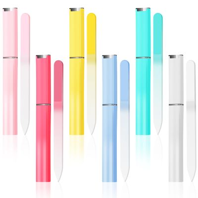 NICEMOVIC 6 Pack Glass Nail File with Case, Stocking Stuffers for Women Adults Unique Christmas Gifts White Elephant Gift, Crystal Nail Files Set, Double Sided Fingernail Buffer, 6 Color Gradient
