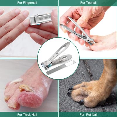 SZHLUX Nail Clippers Ultra Wide Jaw Opening Fingernail and Toenail Clippers Set for Thick Nails Cutter for Ingrown Manicure,Pedicure,Men &amp; Women Big, Silver