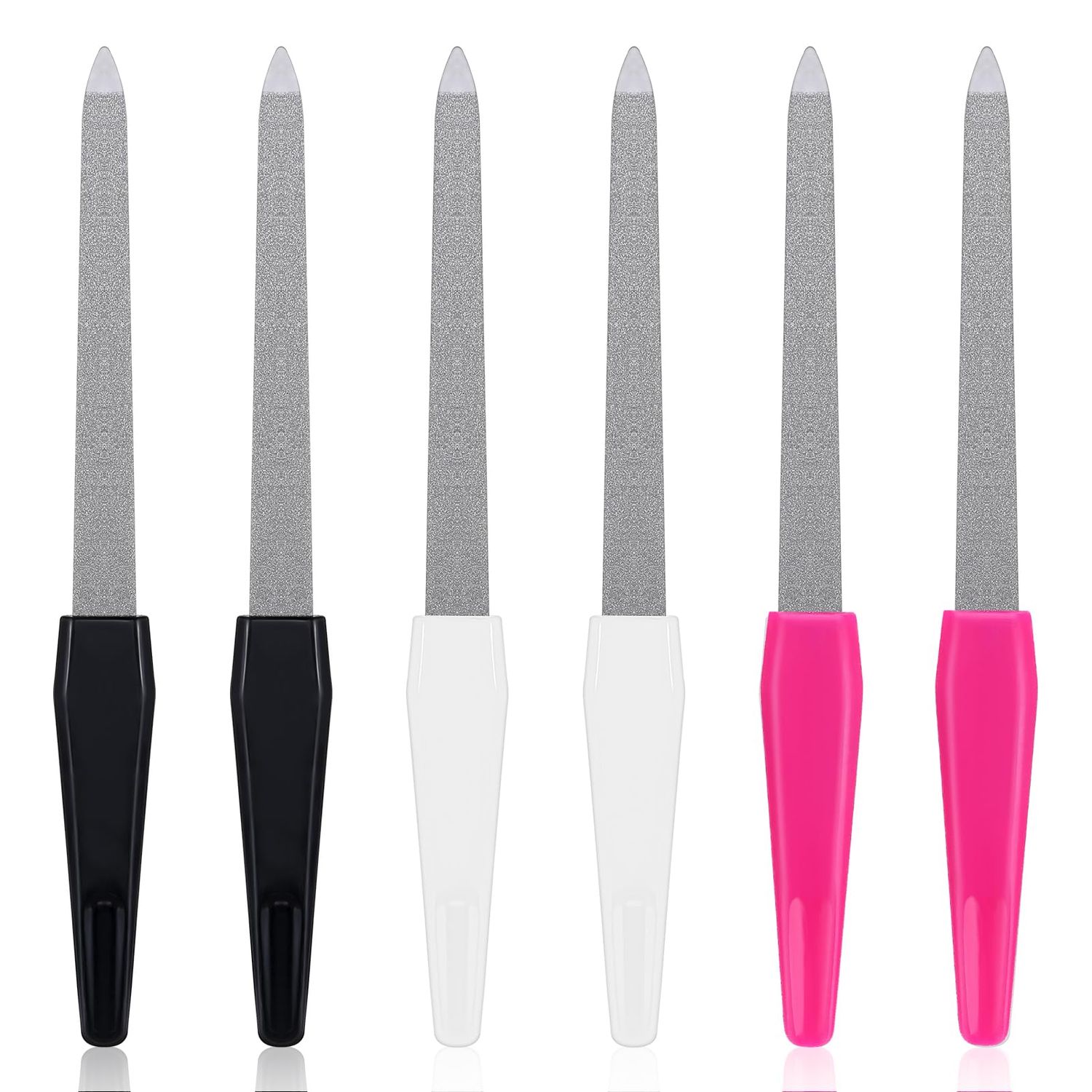 Grevosea 6 Pack Metal Nail File, Nail Files for Natural Nails Double Sided Emery Boards for Nails Professional Nail File Set for Gel and Acrylic Nails Women Manicure Tool for Home Salon Use