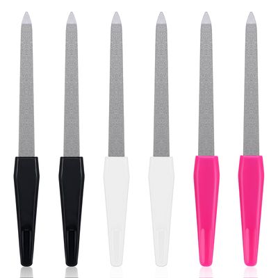 Grevosea 6 Pack Metal Nail File, Nail Files for Natural Nails Double Sided Emery Boards for Nails Professional Nail File Set for Gel and Acrylic Nails Women Manicure Tool for Home Salon Use