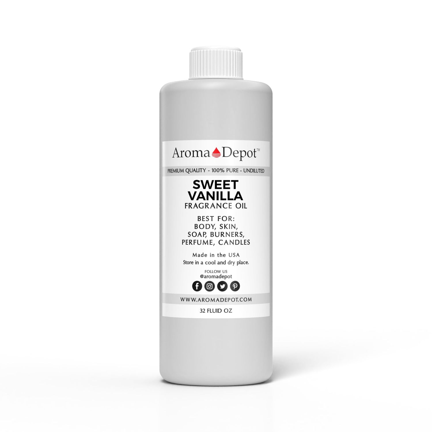Aroma Depot 32 oz / 32 Ounce Sweet Vanilla Unisex Perfume/Body Oil Our Interpretation, Premium Quality Uncut Fragrance Oil