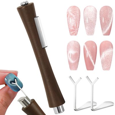 C12rtive 4 in 1 Cat Eye Magnet for Nails,Professional Nail Magnet Stick with Heart Shaped Cat Eye Magnet Tool for Cat Eye Gel Nail Polish,Suitable for Personal DIY, Nail Studio or Nail