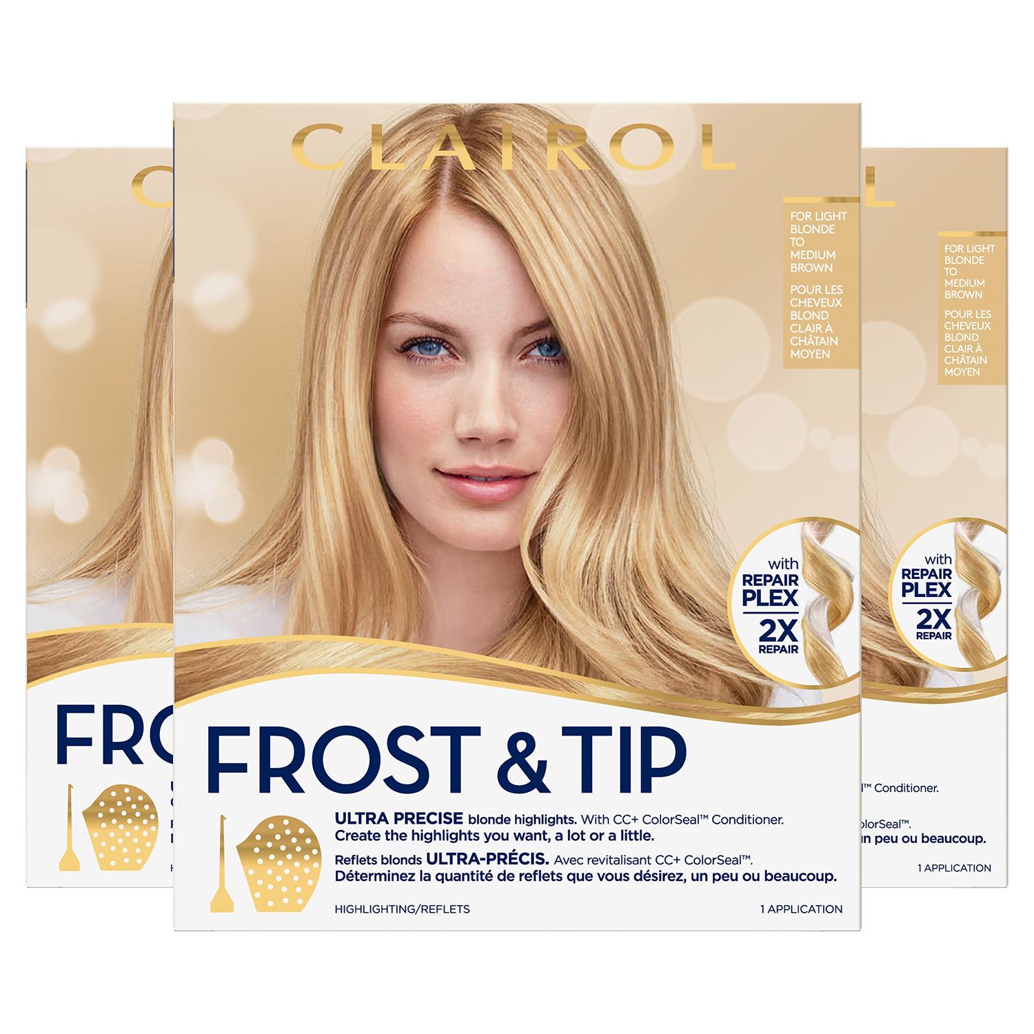 Clairol Nicen Easy Frost &amp; Tip Original Hair Dye, Light Blonde to Medium Brown Hair Color, Pack of 3