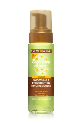 Creme of Nature Pure Honey Define Hair Food Smoothing &amp; Frizz Control Styling Mousse, Flexible Hold &amp; Shine for Curls, With Honey, Avocado Oil &amp; Coconut Oil, No Crunch, 7 oz