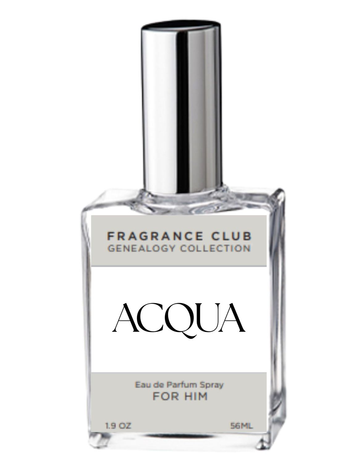 Fragrance Club Genealogy Collection Acqua 1.9 fl. oz. EDP, Inspired by Acqua D Gio, Long Lasting Parfum for Men lemon-oil, bergamot, neroli, jasmine and musk is a fresh and warm fragrance.