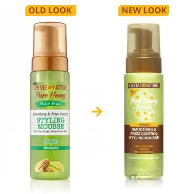 Creme of Nature Pure Honey Define Hair Food Smoothing &amp; Frizz Control Styling Mousse, Flexible Hold &amp; Shine for Curls, With Honey, Avocado Oil &amp; Coconut Oil, No Crunch, 7 oz