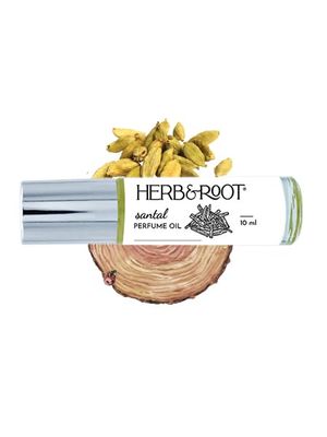 Santal Perfume Oil Rollerball (Roll on) | Herb &amp; Root | 10ml | Virginia Cedar and Palo Santo, Smoky Woods Fragrance for Men or Women
