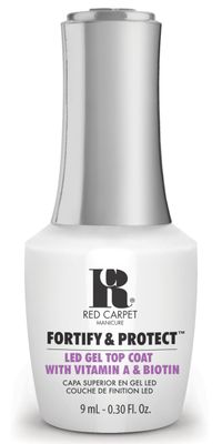 RC Red Carpet Manicure Fortify &amp; Protect LED Gel Top Coat - High Shine Top with Vitamin A &amp; Biotin, Long-Lasting, Strengthens Nails, No Chipping or Peeling (0.3 Fl Oz)