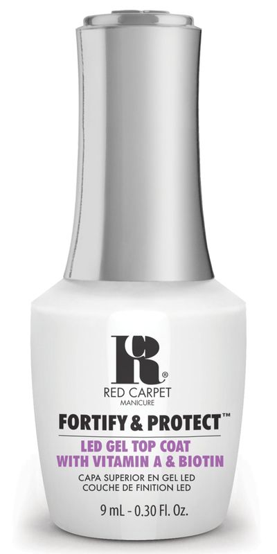 RC Red Carpet Manicure Fortify &amp; Protect LED Gel Top Coat - High Shine Top with Vitamin A &amp; Biotin, Long-Lasting, Strengthens Nails, No Chipping or Peeling (0.3 Fl Oz)