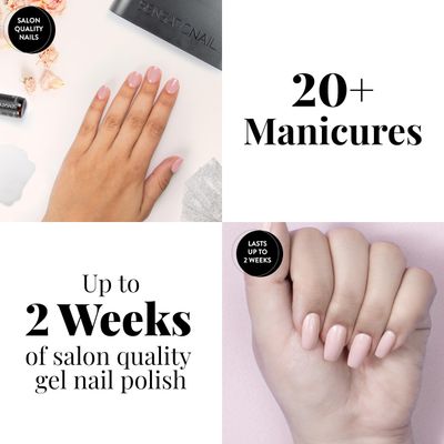 Sensationail Complete Gel Nail Polish Starter Kit - Long-Lasting Salon Grade Manicure Kit with UV Lamp - Includes Primer, Base &amp; Top Coat, Cleanser, &amp; More - Includes White, Black, &amp; Pink Gel Polish