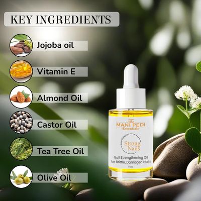 Nail Strengthener for Damaged Nails. Daily use Treatment with natural power of Tea Tree, Jojoba, Almond &amp; Olive Oils and Vitamin-E - 1 fl oz