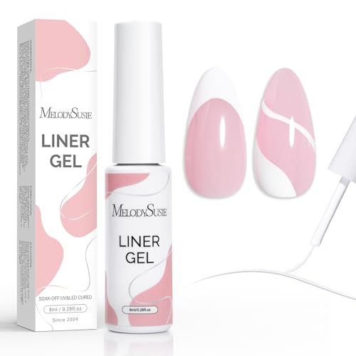 MelodySusie 8ML White Gel Liner Nail Art Polish,for Line and Patterns of Painting,French Nail Tips,DIY Manicure Pedicure for Home DIY Salon Use