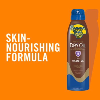 Banana Boat Dry Oil Tanning Spray Sunscreen SPF 15, 6oz | Protective Sun Tanning Oil with SPF 15 Sunscreen, Oxybenzone-Free, 6oz each Twin Pack