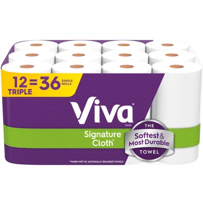 Viva Signature Cloth Paper Towels, 12 Triple Rolls, 129 Sheets per Roll