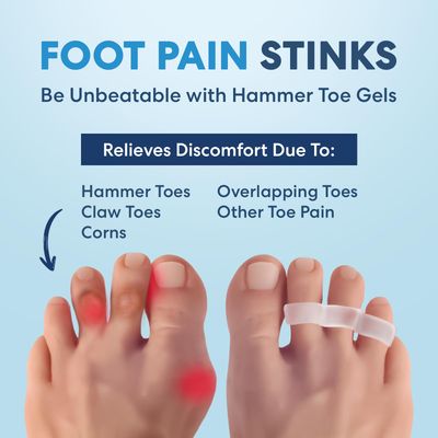 Dr. Fredericks Original Hard Hammer Toe Gels - 2 Pairs - Hammertoe Support Crest for Women & Men - Cushion & Temporary Splint for Toe Alignment, Crooked Toes, and Pain Relief - Clear - 3 Loop Design