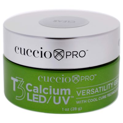 Cuccio Pro T3 LED/UV Cool Cure Versatility Gel - Self-Levelling Gel With Calcium - Incredibly Flexible - Strong Adhesion - High Shine Finish - Fast Application - Clear - 1 Oz Nail Gel