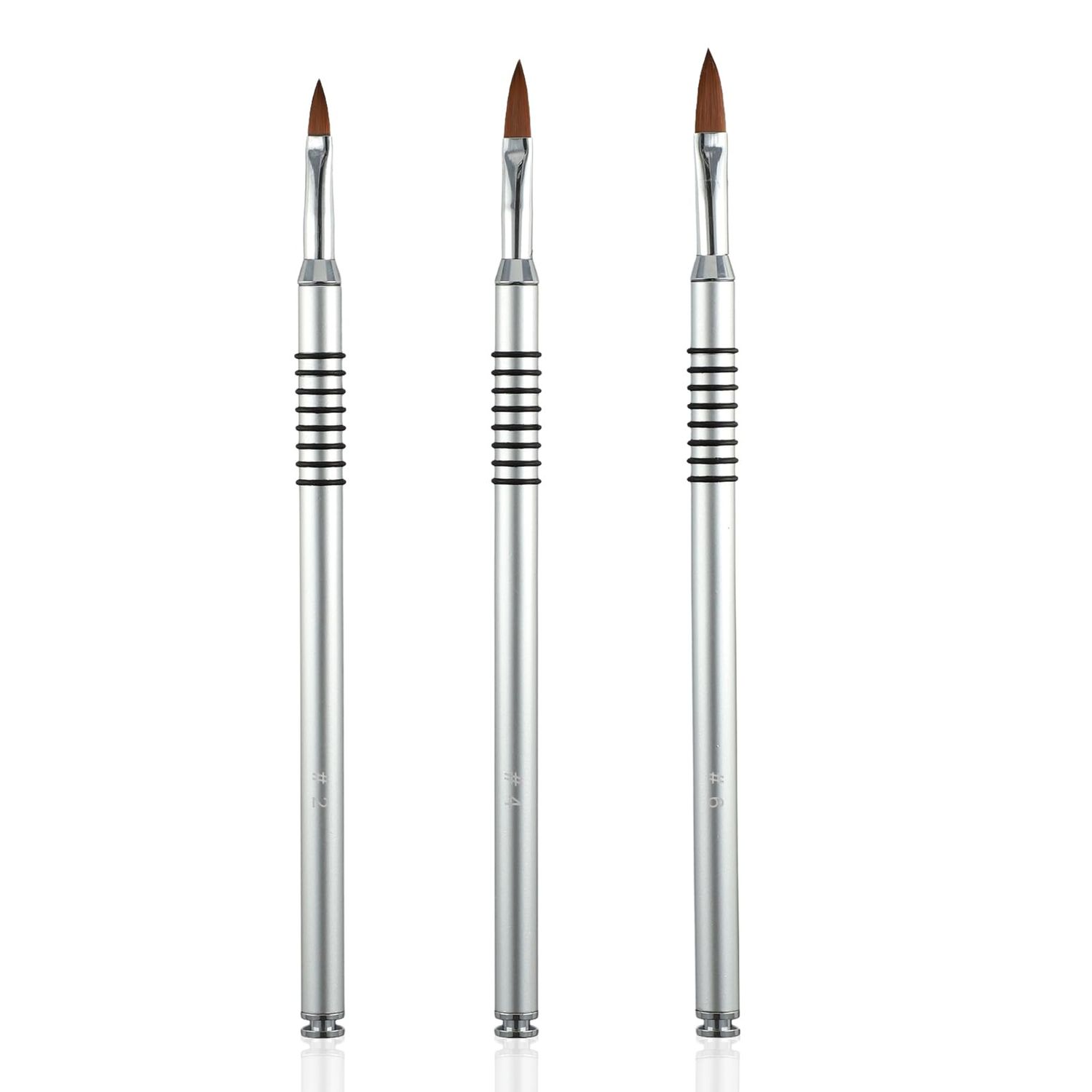 QIYUDA 3 Pack 3d Nail Art Brush for Acrylic, Flower Brush for Acrylic Nails Kolinsky with Non-slip Handle (Size 2/4/6)