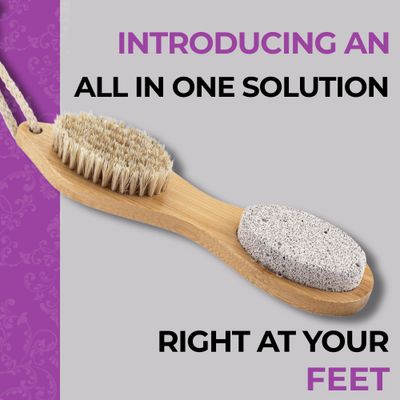 Dermasuri 4 in 1 Exfoliating Foot Scrub Kit - Multi Purpose Foot Care - Natural Bamboo Pedicure Foot Spa Kit - Pumice Stone Callus Remover, Stainless Steel File, Sand Paper Surface, &amp; Dry Brush