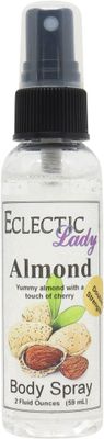 Eclectic Lady Almond Body Spray, Double Strength, 2 ounces, Body Mist for Women with Clean, Light &amp; Gentle Fragrance, Cologne with Soft, Subtle Aroma For Daily Use