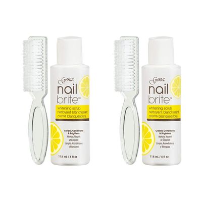 Gena Nail Brite Whitening Scrub with Brush - Nail Stain Remover &amp; Brightener, Deep Cleansing &amp; Conditioning for Yellow Nails, 4 oz, 2-Pack