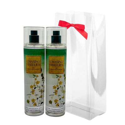 Bath &amp; Body Works CHASING FIREFLIES Fine Fragrance Mist Gift Set with a Red Bow for Holiday 8 fl oz - Pack of 2