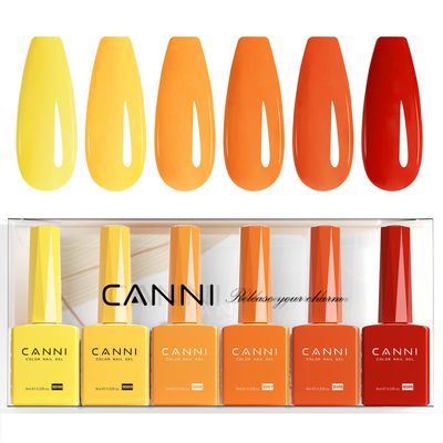 CANNI 6Pcs 9ml Yellow Fall Gel Nail Polish Set- Orange Red Yellow Fall Colors Gel Polish Kit DIY at Home Salon Christmas New Years Gifts for Girls
