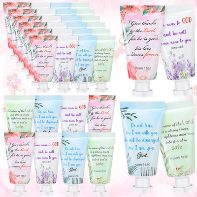 Landhoow 36 Pack Christian Hand Cream Bulk for Women Bible Travel Hand Lotion Set Graduation Religious Bible Verse Gift Set for Church Vbs School Nurse Teacher Wedding Homeless