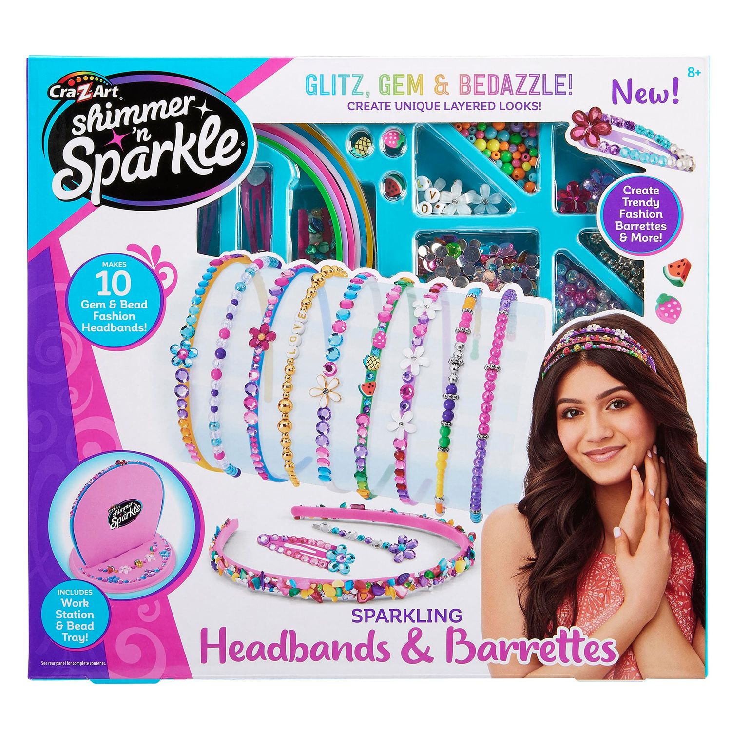 Shimmer N Sparkle Sparkling Headband and Barrettes - Make Your own Beaded Headbands and Barrettes Hair Accessories for Kids Birthday Present Ages 8 and Up