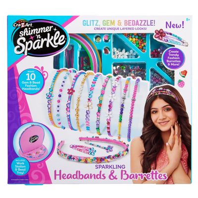 Shimmer N Sparkle Sparkling Headband and Barrettes - Make Your own Beaded Headbands and Barrettes Hair Accessories for Kids Birthday Present Ages 8 and Up