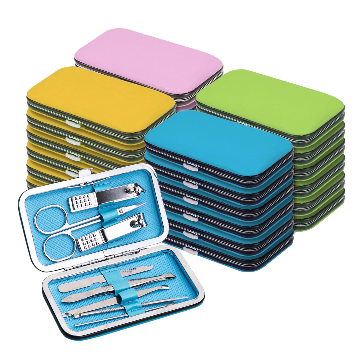 Manicure Set Bulk, Nail Clippers Kit Stainless Steel Fingernail Clippers Set, Sturdy Nail Tip Cutter Trimmers Professional Grooming Toenail Clippers Personal Pedicure Kits Gift (24 Pack 8 in 1)