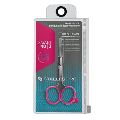 Staleks Professional Cuticle Scissors - Manicure Scissors, Stainless Steel, Extra Fine Curved Blades Smart 40 Type 3 SS-40/3