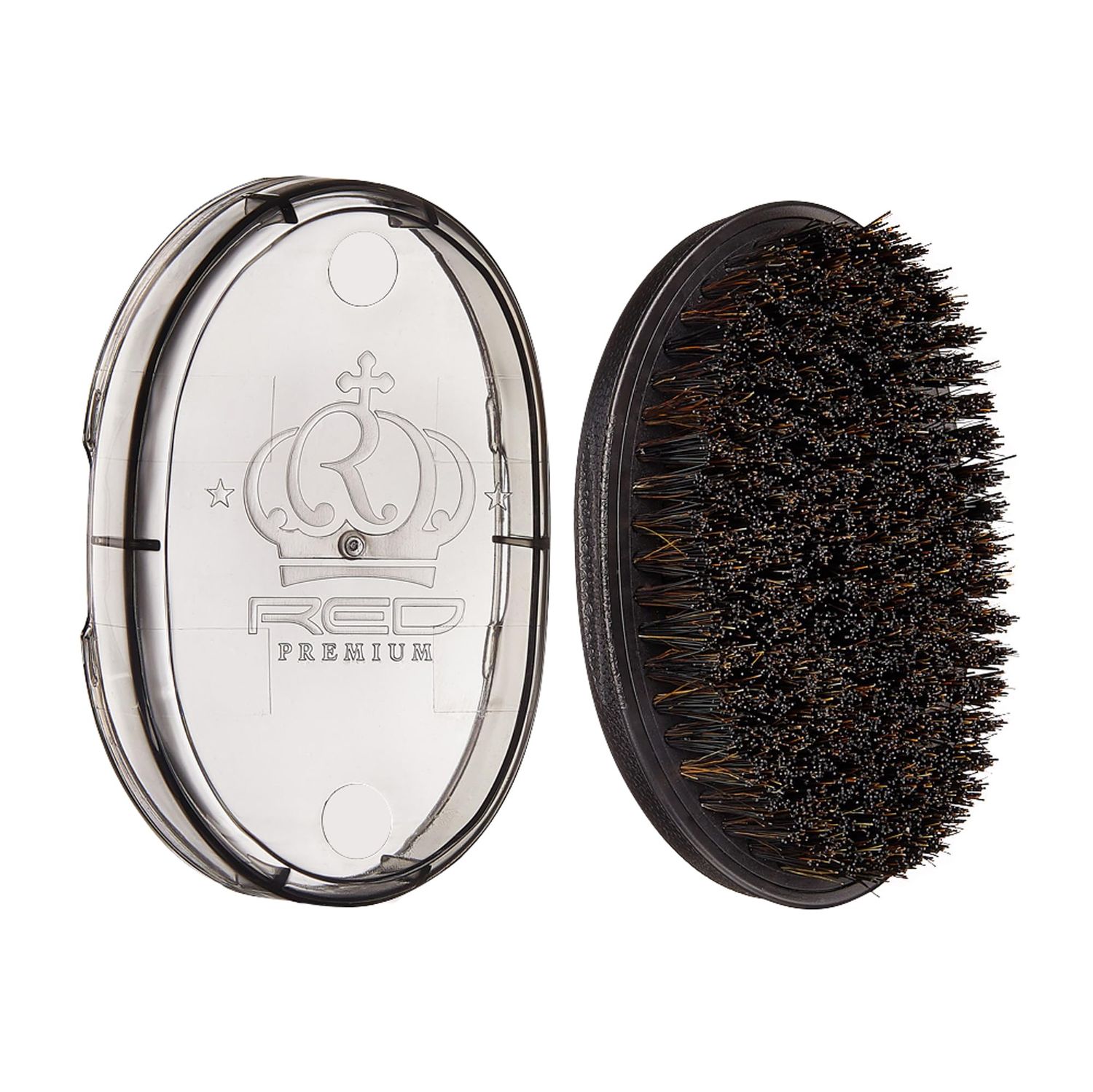 Red by Kiss Premium Pocket Wave Bow Wow Curved Palm Brush - Boar Bristles for 360 Waves, Curved Design for Precision Control, Ideal for Coarse, Curly, Short Hair &amp; Fades (Medium)