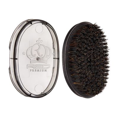 Red by Kiss Premium Pocket Wave Bow Wow Curved Palm Brush - Boar Bristles for 360 Waves, Curved Design for Precision Control, Ideal for Coarse, Curly, Short Hair &amp; Fades (Medium)