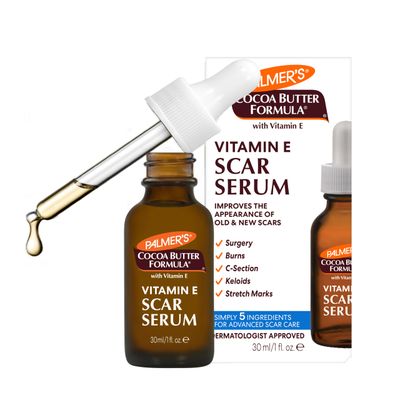Palmers Cocoa Butter Formula Scar Serum, Skin Brightening Oil for Face &amp; Body, Concentrated Serum with Vitamin E, Fragrance Free, 1 Fl Oz