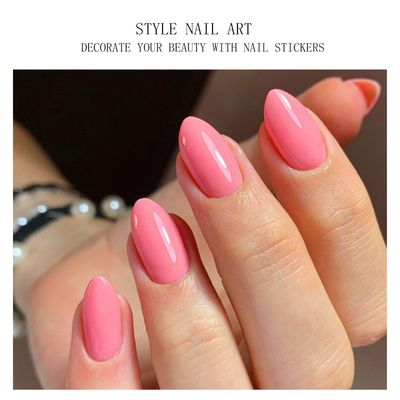 JMEOWIO Gel Nail Stickers Orange Pink Semi Cured Gel Nail Strips Wraps UV/LED Nails Art Design Decoration Accessories