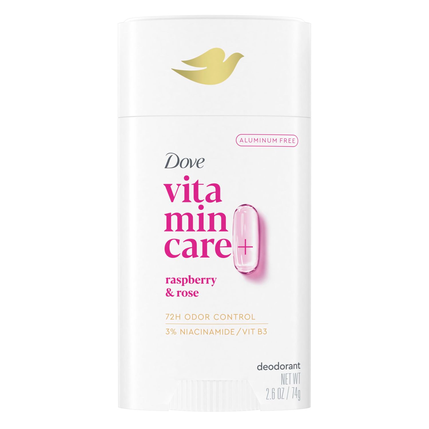 Dove VitaminCare Aluminum Free Deodorant Stick for 72H Odor Protection Raspberry &amp; Rose Breathable Deodorant for Women 2.6 oz