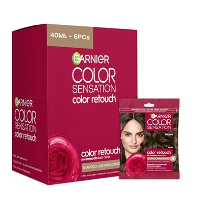 Garnier Color Sensation Color Retouch, Demi Permanent Hair Dye for Roots with 100 Gray Coverage, Brown Hair Dye 5.0, Pack of 6