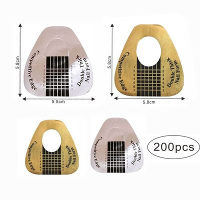 VNC 200Pcs Long Nail Forms Extension Set 100 Pcs Gold 100 Pcs Silver Nail form guide stickers Thick Nail Art Tips Extension Forms Durable Acrylic Nail Paper Forms Numbers Marked Nail Former Stickers