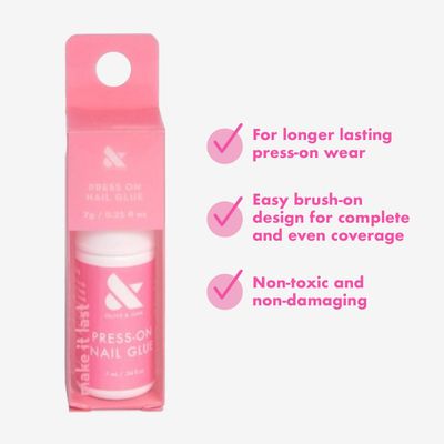 Olive & June Press-On Brush-On Glue | Quick, Long Lasting, No-Mess Application for Long-Lasting Press-On Nails | Non-Toxic & Non-Damaging | Use with Olive & June Press-On Nails | 14 Day Wear