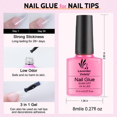 LAVENDER VIOLETS Gel Nail Kit 240 Pcs Short Almond Nail Tips Extension, 21 Gel Colors with Portable U V Light, Nail Glue Base/Glossy/Matte Top Coat for Women Girls VC17