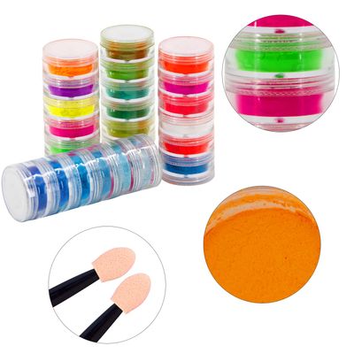Duufin 24 Colors Nail Pigment Powder - Colorful Fluorescent, Iridescent Glitter, Pearlescent High-Gloss Halo Powder with 24pcs Eyeshadow Sticks for Nail Art, Body and Crafts