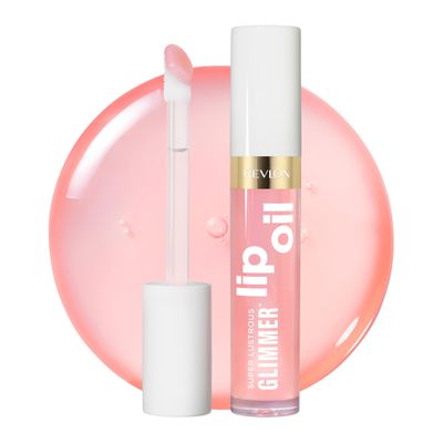 REVLON Super Lustrous Glimmer Lip Oil, Moisturizing &amp; Tinted, Shiny Finish, Made with Plant-Based Squalane, 001 Candy Hearts, 0.13 fl oz