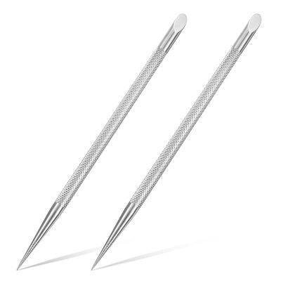 2PCS Nail Cuticle Pusher Tool Stainless Steel Nail Cleaning Cuticle Stick Cutter Remover Dead Skin Polish Peeler Scraper, Professional Portable Pedicure Nail Cleaner for Fingernails Toenails Manicure