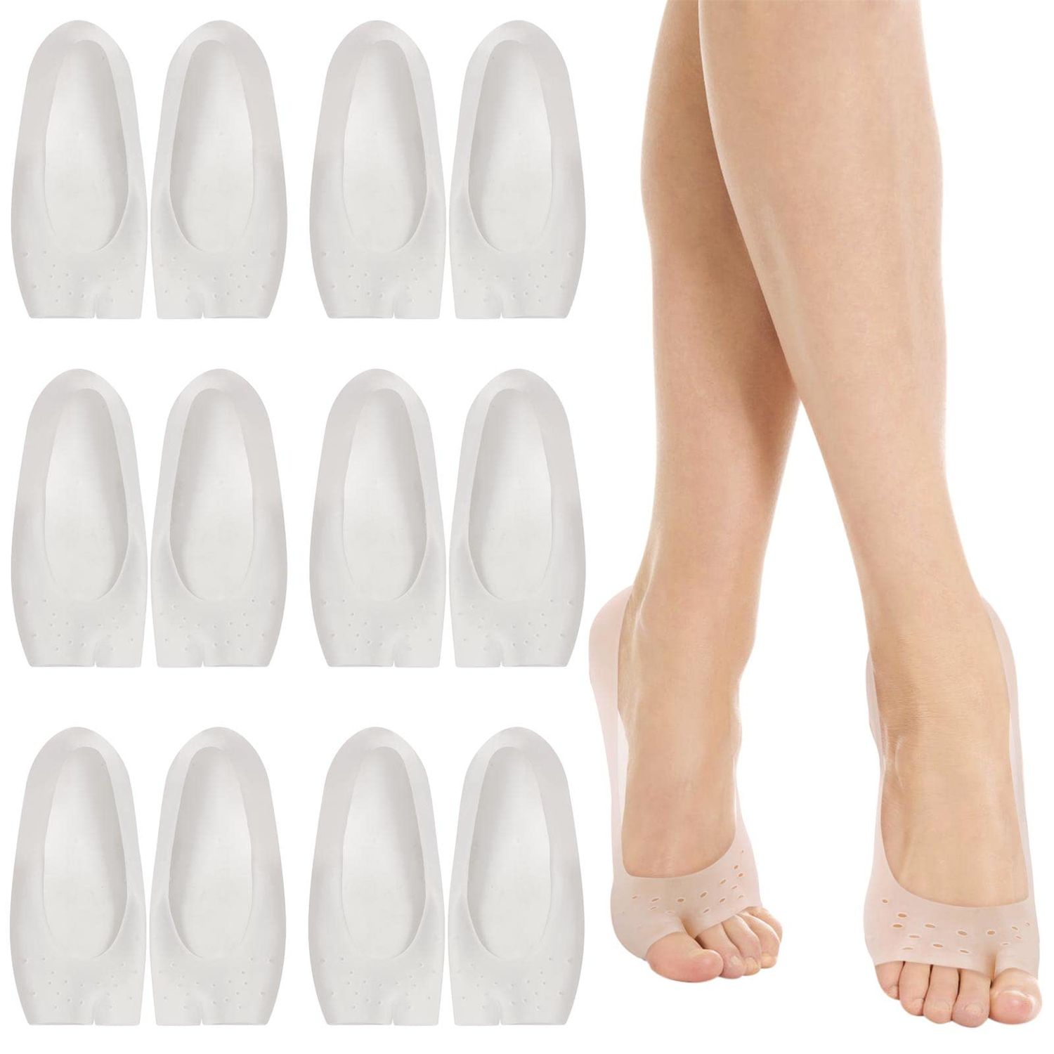 Tbestmax 12 Pcs Silicone Gel Socks for Dry Cracked Feet Heels Women - Day &amp; Night Socks - W4-10 | M5-8