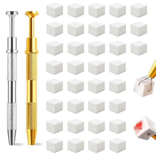 Eiito 100Pcs Soft Nail Sponges for Ombre, With 2Pack Grabbing Pen, Aura Manicure Nail Art Tools (Silvergold)